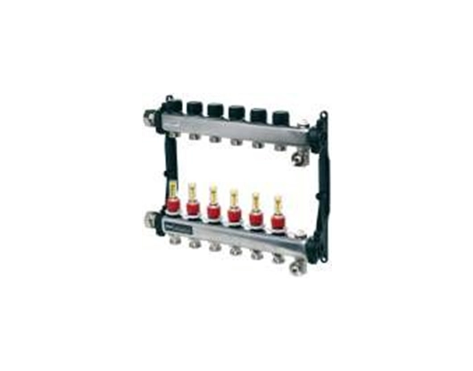 Коллектор отопительного контура TECEfloor из нержавеющей стали, с расходомерами, квадратного сечения, 10 контуров